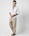 Shop Men's White Slim Fit Crochet Shirt-Full