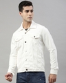 Shop Men's White Slim Fit Denim Jacket-Full