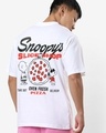 Shop Men's White Snoopy Shop Graphic Printed Oversized T-shirt-Front