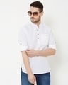 Shop Men's White Solid Short Kurta-Front