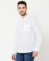 Shop Men's White Solid Short Kurta-Design