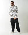 Shop Men's White Spider Man All Over Printed Oversized Plus Size Hoodies-Full