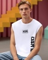Shop Men's White Squid Game 456 Graphic Printed Oversized Vest-Front