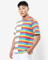 Shop Men's White Stripe Half N Half Oversized T-shirt-Design
