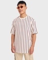 Shop Men's White Striped Oversized T-shirt-Front