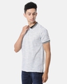 Shop Men's White Striped Cotton Polo T-shirt-Full