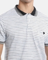 Shop Men's White Striped Cotton Polo T-shirt