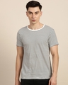 Shop Men's White Striped T-shirt-Front