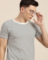 Shop Men's White Striped T-shirt-Full