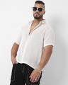 Shop Men's White & Lavender Striped Oversized Plus Size Shirt-Front