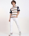 Shop Men's White Striped Oversized T-shirt-Full