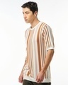 Shop Men's Off White & Brown Striped Flatknit T-shirt-Design