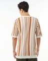 Shop Men's Off White & Brown Striped Flatknit T-shirt-Full