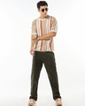 Shop Men's Off White & Brown Striped Flatknit T-shirt