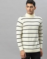 Shop Men's White Striped Sweater-Front