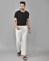 Shop Men's White Striped Casual Pants-Full