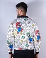 Shop Men's White Super Mario All Over Printed Relaxed Fit Velvet Jacket-Full