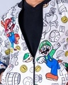 Shop Men's White Super Mario All Over Printed Relaxed Fit Velvet Jacket