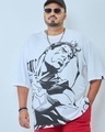 Shop Men's White Superman Graphic Printed Oversized Plus Size T-shirt-Front