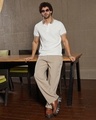 Shop Men's White Textured Polo T-shirt-Full