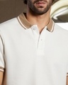 Shop Men's White Textured Polo T-shirt