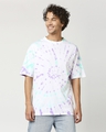 Shop Men's White Tie & Dye Oversized T-shirt-Front