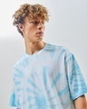 Shop Men's White & Blue Tie & Dye Oversized T-shirt