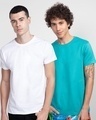 Shop Pack of 2 Men's White & Tropical Blue T-shirt-Front