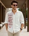 Shop Men's White Typography Oversized Shirt-Front
