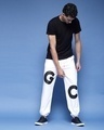 Shop Men's White Typography Relaxed Fit Joggers-Full