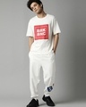 Shop Men's White Typography Oversized Fit T-shirt-Full