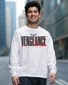 Shop Men's White Vengeance Graphic Printed Oversized T-shirt-Front