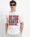 Shop Men's White Villain Graphic Printed Oversized T-shirt-Front