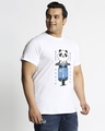 Shop Men's White Vroom Panda Graphic Printed Plus Size T-shirt-Front