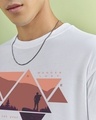 Shop Men's White Wander Geometry Graphic Printed Oversized T-shirt