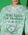 Shop Men's White & Green Wild Nights Graphic Printed Oversized T-shirt