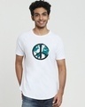 Shop Men's White World Peace Graphic Printed Apple Cut Raglan Sleeve T-shirt-Front