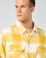Shop Men's Yellow & White Checked Oversized Shirt