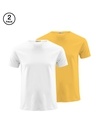 Shop Pack of 2 Men's White & Yellow T-shirt-Front