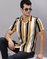 Shop Men's White & Yellow Striped Slim Fit Shirt
