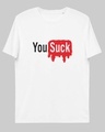 Shop Men's White You Suck Typography T-shirt