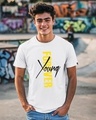 Shop Men's White Young Forever Typography T-shirt-Front