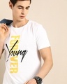Shop Men's White Young Forever Typography T-shirt