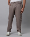 Shop Men's Wind Grey Loose Comfort Fit Cargo Parachute Pants-Front