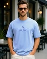 Shop Men's Windsurfer Blue No Place Like Typography Oversized T-shirt-Front