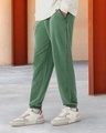 Shop Men's Winter Moss Green Oversized Acid Wash Joggers-Front