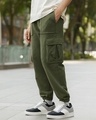 Shop Men's Winter Moss Green Oversized Cargo Joggers-Front