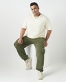 Shop Men's Winter Moss Green Oversized Plus Size Cargo Joggers-Full