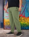 Shop Men's Winter Moss Green Oversized Plus Size Joggers-Front