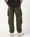 Shop Men's Winter Moss Green Super Loose Fit Cargo Joggers-Full